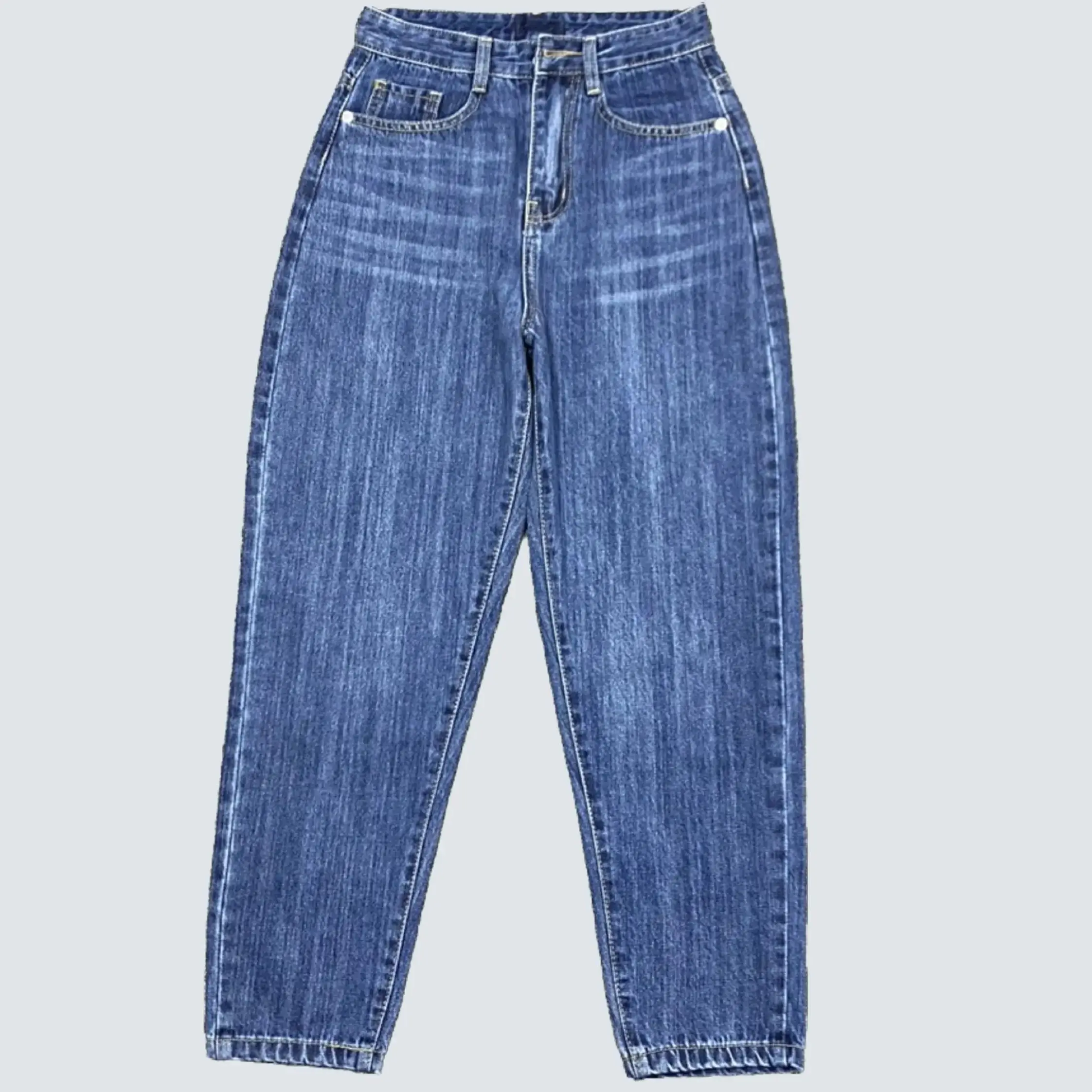 (HB0441-BIGSIZE) Quần Jean Baggy Kiểu Trơn (Từ 40-65kg), Cạp Cao, Chất Jean Không Co Giãn From Rộng, Lai Cuốn Women Nữ Pants Khuy Có Túi Denim