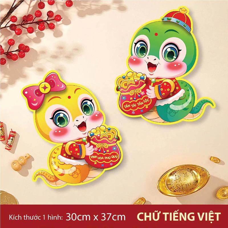 Product Introduction of Set 2 Miếng Dán Cửa Trang Trí Hình Con Rắn Dễ Thương Năm Mới 2025 Ất Tỵ 13