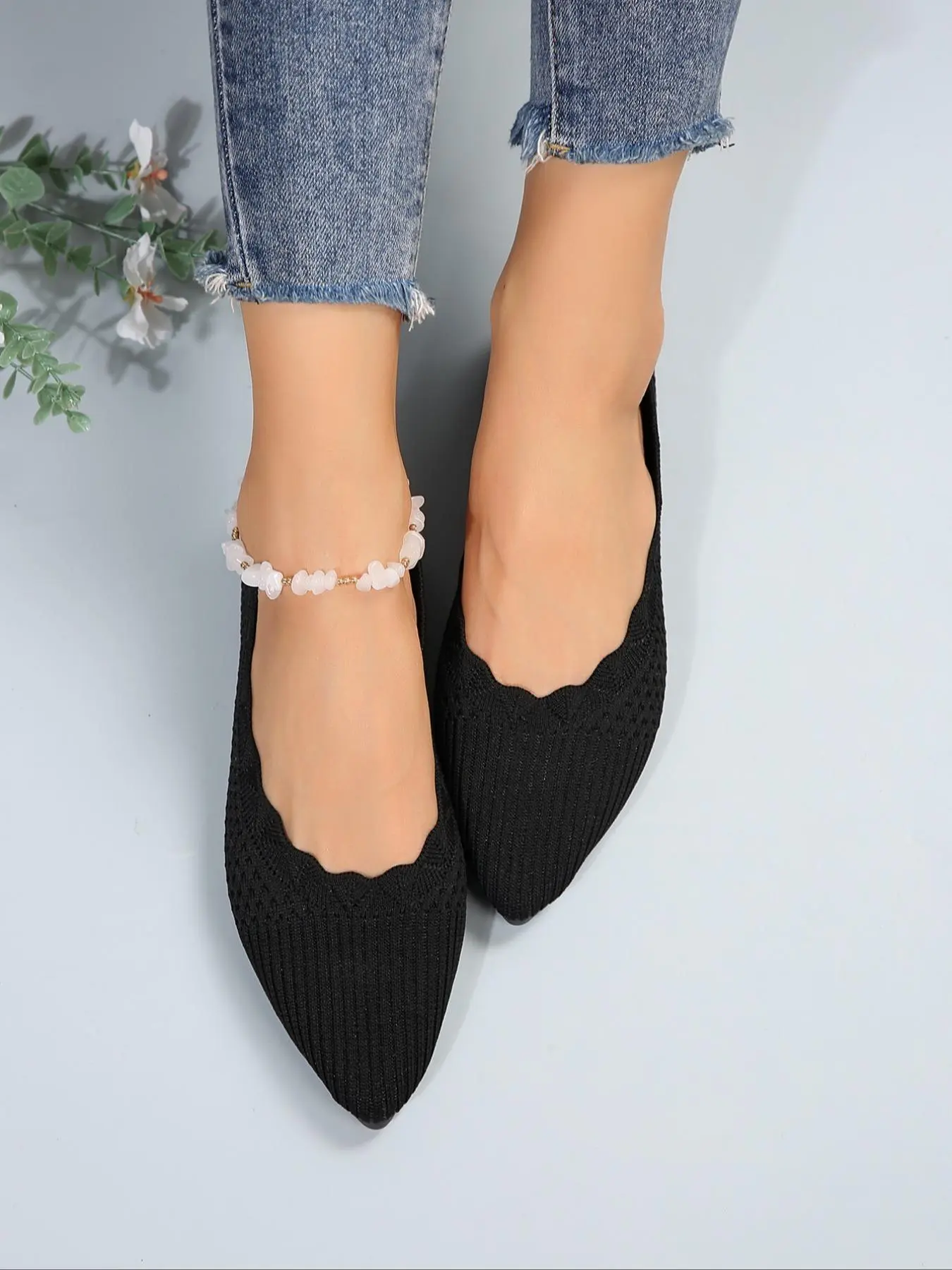 Women's Elegant Plain Color Slip on Flats, Elegant Casual Comfortable Pointed Toe Flat Shoes for Girl, Lightweight Soft Thin Shoes for Daily Wear, Walking Shoes