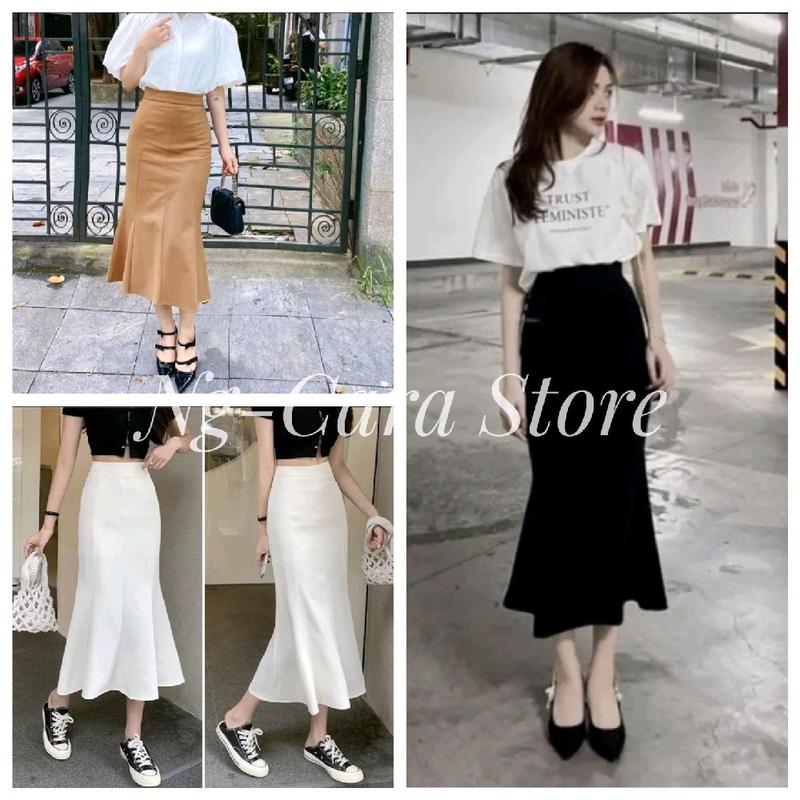 Chân váy đuôi cá nữ ôm dáng 8 mãnh CHẤT THUN-KHÔNG KHÓA KÉO co giãn 4 chiều Đen Voi Women V2 Voan đi làm/đi chơi