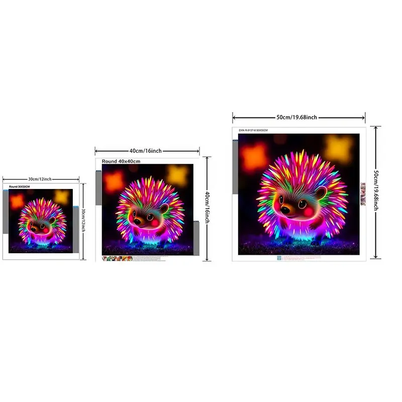 5D DIY Diamond Arts Colorful Painting Kit, 1 Set Glow in The Dark Hedgehog Design Diamond Arts Colorful Painting Kit, DIY Decorative Art Picture for Beginner 1