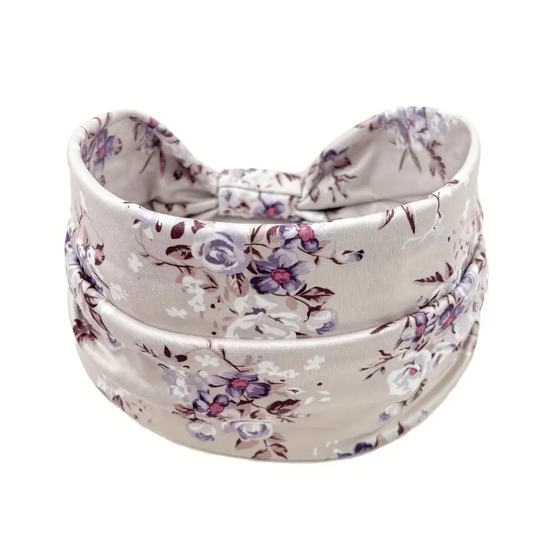 Floral Print Sports Headband, Elastic Wide Band Hair Band for Women & Girls, Non-slip Hair Band for Daily Wear 7