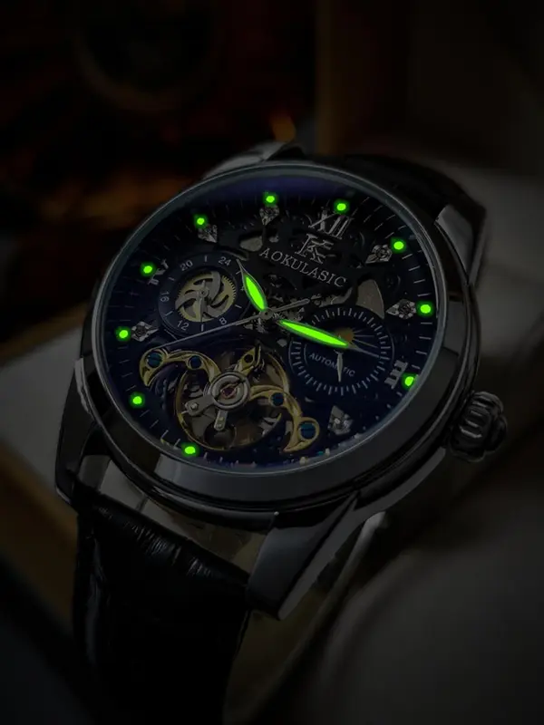 Men's Business Fashion Mechanical Watch, Fashion Watch with Luminous Dial & Analog Display, Trendy Watch for Daily Life 8