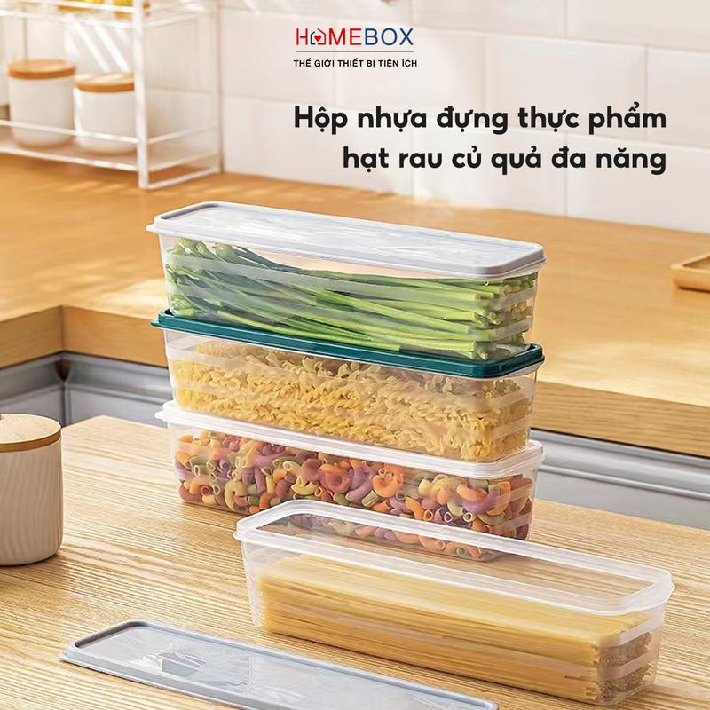 Bộ 3 Hộp Nhựa Đựng Thực Phẩm Tủ Lạnh - Dài Nắp Kín Khí Lưu Trữ Hoa Quả Rau Củ Sức Khỏe An Toàn