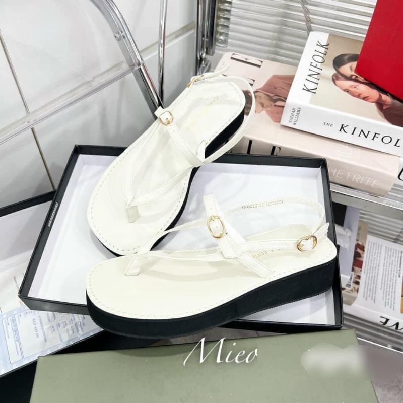 Giày Sandal Nữ xỏ ngón đế bánh mỳ tôn dáng phối khoá xăng đan kẹp xỏ ngón mới 2023 DéP Shoes Nhung Women 2025 3