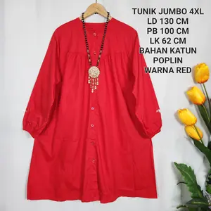 Tunik Jumbo BigsizeWanita Ld 130 Cm Warna Polos Koleksi Terbaru Katun Muslim Atasan Panjang