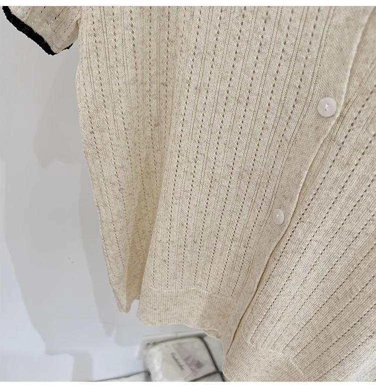 Product Introduction of Áo Cardigan Dệt Kim, ngắn Tay, Chất Liệu Lụa Ngầu Dành Cho Nữ, Mỏng Và Mùa Hè, Màu Sắc Tương Phản, Thiết Kế Độc Đáo Với Thiết Kế Áo Polo Rỗng Áo Cánh Nữ Hàng Đầu 16