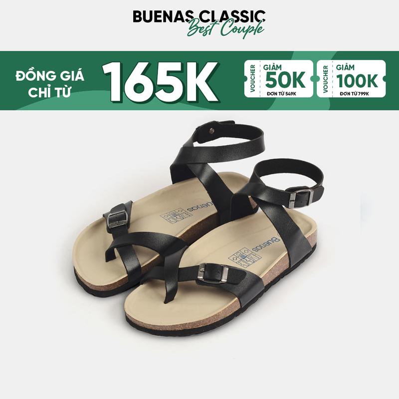 Sandal đế trấu cổ cao BU06 nam nữ unisex sandal birken xỏ ngón Buenas - BU06