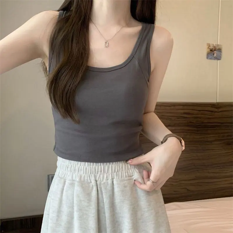 Áo Vest Hai Dây Chéo Mùa Hè, Dành Cho Nữ, Có Đệm Ngực, Ôm Vừa Vặn, Lưng Đẹp, Có Thể Mặc Bên Trong Hoặc Bên Ngoài, Thể Thao Và Bó Sát, Áo Cơ Sở Cô Gái Nóng Bỏng, Bán Chạy 2