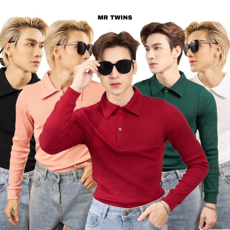 Áo Thun Nam Polo Cổ Bẻ Tay Dài Form Body Thun Gân Cao Cấp Thương Hiệu Mr Twins Menswear Top Có Cổ Shirt