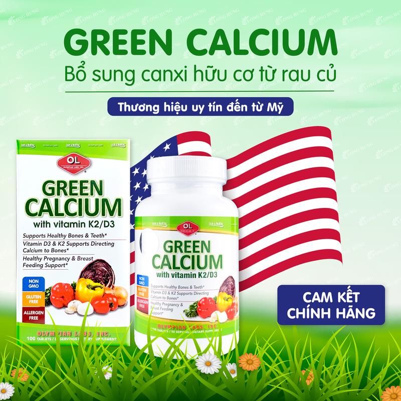 Viên uống Olympian Labs Green Calcium bổ sung canxi hữu cơ (100 viên) 2