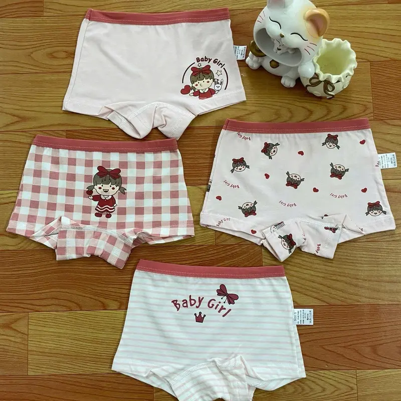 Sét 4 quần chíp đùi đáy 2 lớp cotton êm mềm co giãn cho bé gái [size 7-43kg] kèm quà 6