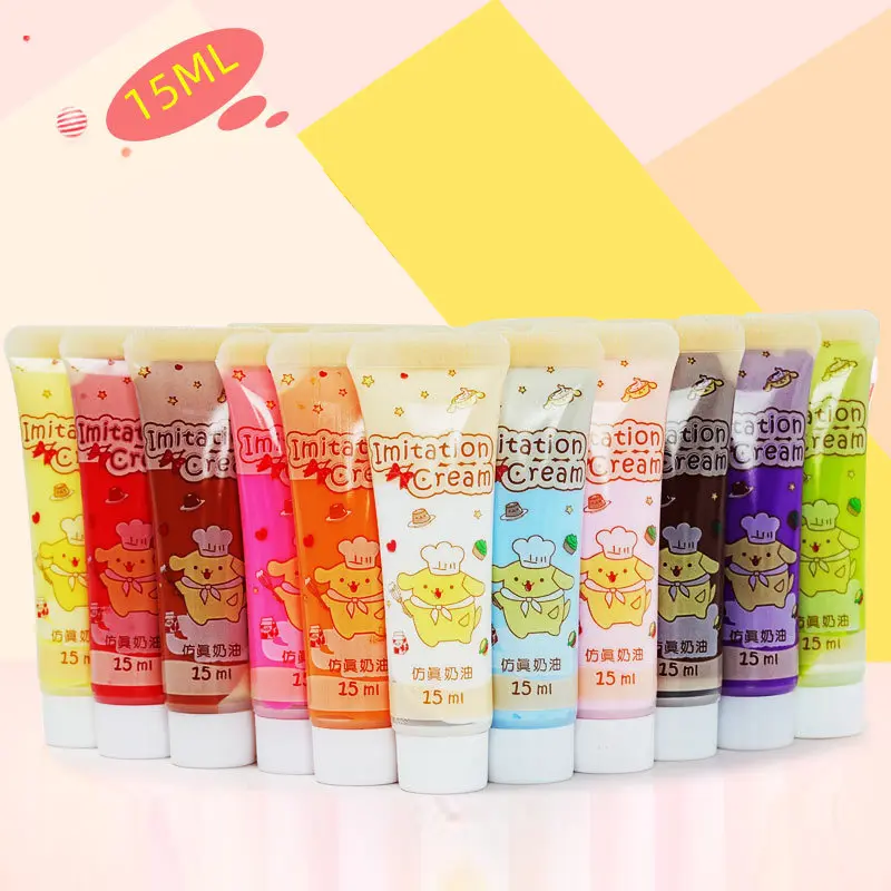 ครีมเจลจำลอง 15ML/ขวด งานฝีมือ DIY วิปครีมปลอม ดินเหนียว เคสโทรศัพท์มือถือ เค้ก ครีม ตกแต่งนุ่ม