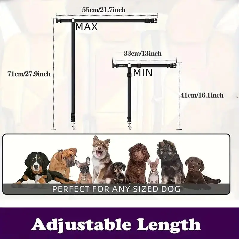 Adjustable Dog Car Seat Belt, 1 Count Pet Car Safety Belt with Sturdy Metal Buckle, Comfortable Pet Travel Accessories for Outdoor Walking 1