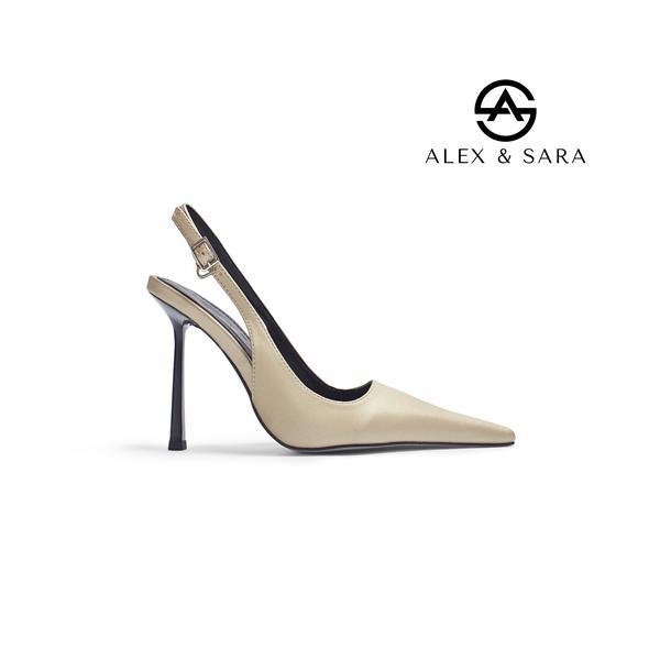 LT145- Giày Cao Gót Slingback Mũi Nhọn Gót Nhọn Sang Chảnh Thanh Lịch Cao 10cm Alex Sara