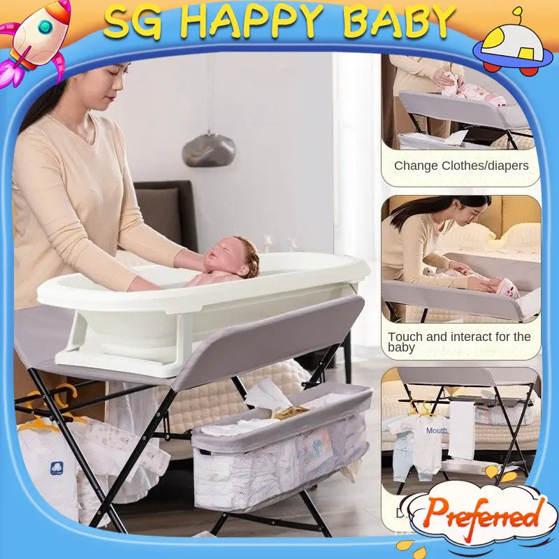 【SG Happy Baby】 [diaper changing table]Baby Diapers Changing Table Foldable Newborn Multifunctional 0-3 Years Old Care Diaper Nursing Table LAPN
