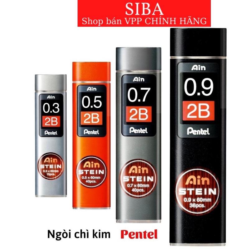 Ruột chì kim 2B, ngòi bút chì kim bấm Pentel size ngòi 0.3/ 0.5/ 0.7/ 0.9mm