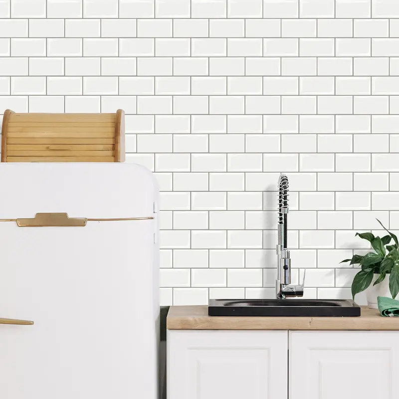 3D Brick Pattern Wall Sticker, 10pcs/set Waterproof Self-adhesive Wall Tile Sticker, High Temperature Resistant Decorative Wallpaper for Kitchen 7