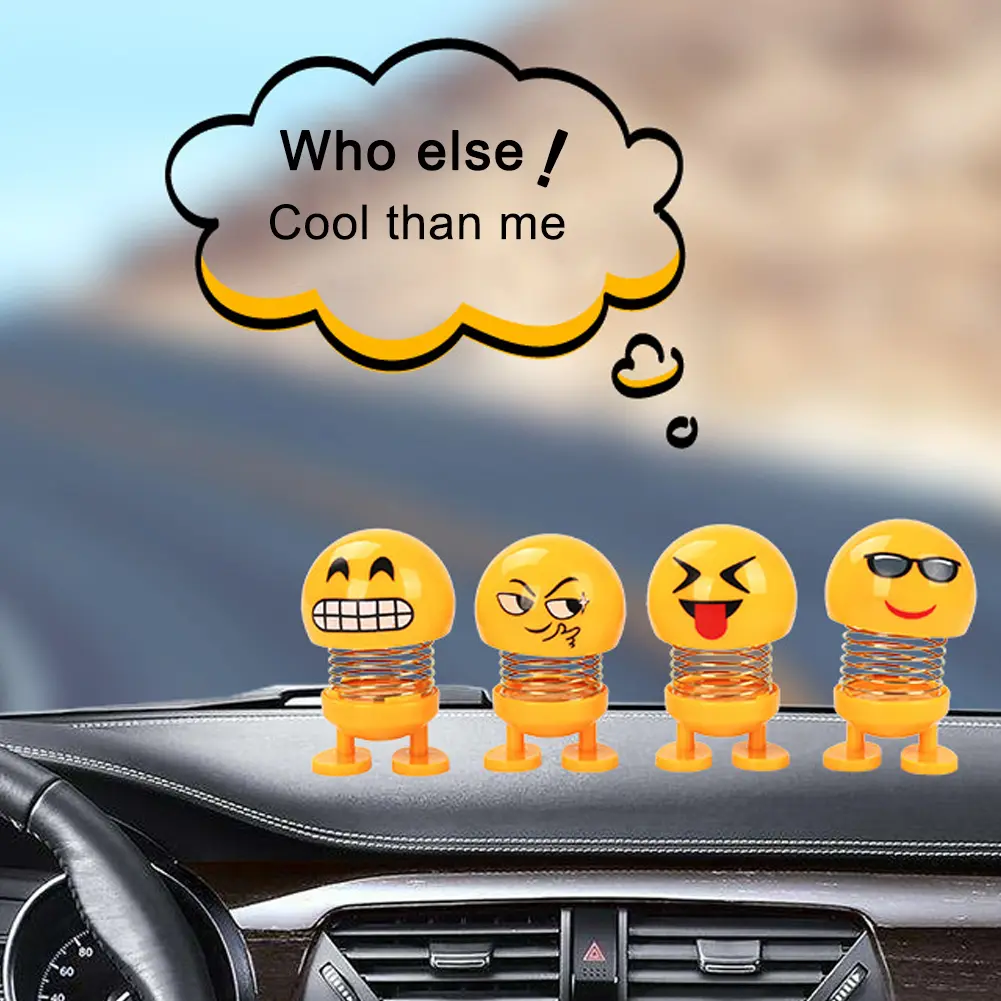 EF Shaking Head Toys Ornaments Dolls Cute Cartoon Funny Emoji Wobble Robot Lovely Car Dashboard Decor Auto #303370