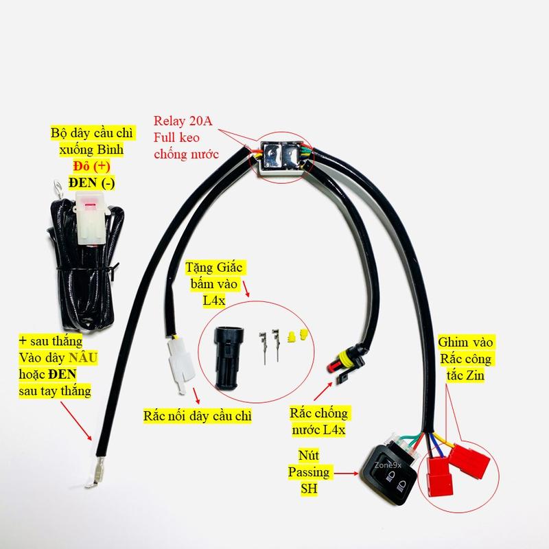 Mạch passing SH gắn Đèn trợ sáng L4x gắn như zin không cắt dây