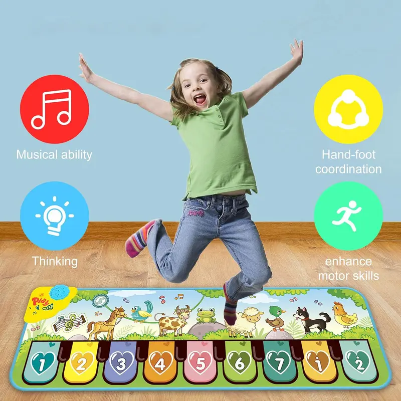 Dance Mat, 8 Animal Sound Modes Touch Game Mat, Music Mat for 3+ Years Old, Educational Toy for Kids, No Battery Provided 4