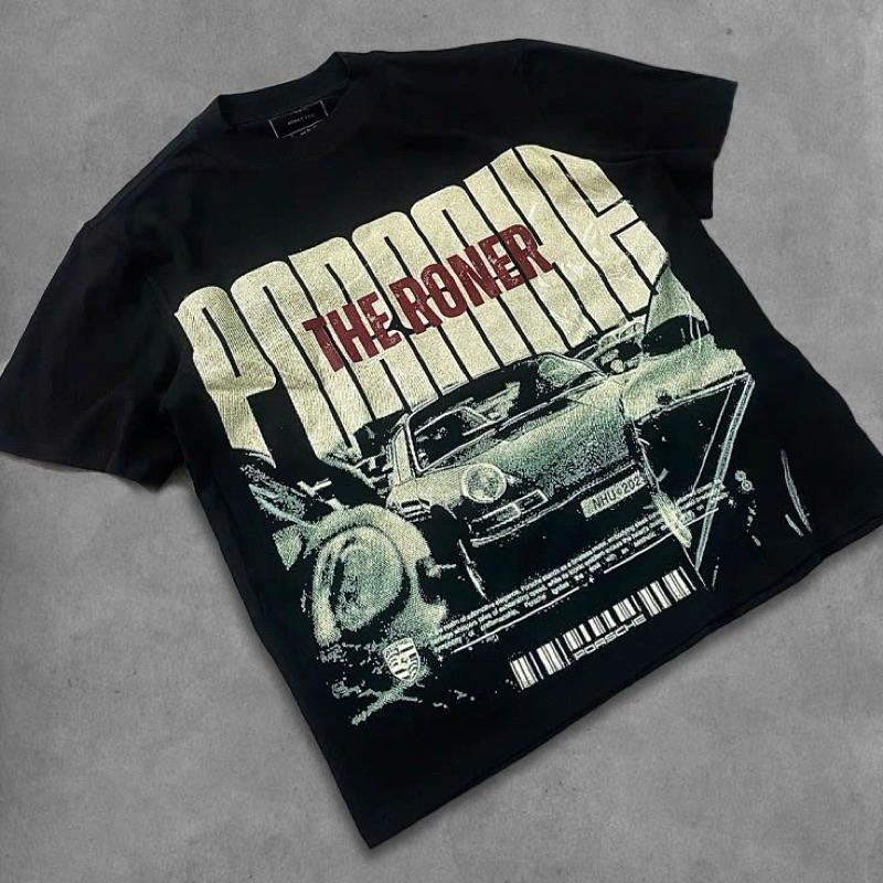 【Chất liệu 100% cotton】Áo thun BOXY "Porsche Classic" THE RONER Local Brand UnisexTính khí rất phong cách Menswear Nam Cổ Tròn Cotton 4