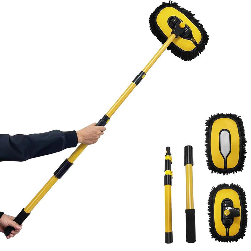 Product Introduction of Long Handle Car Wash Mop, Retractable Aluminum Alloy Rod & Soft Microfiber Brush Head, Car Wash Tool for Car, Truck, RV & Home Cleaning 0