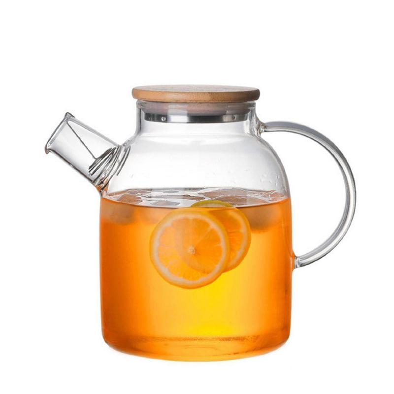 Product Introduction of Glass Teapot With Bamboo Lid, 1 Count Household Large Capacity Heat Resistant Tea Pot with Handle, Great for Home Office Use 0