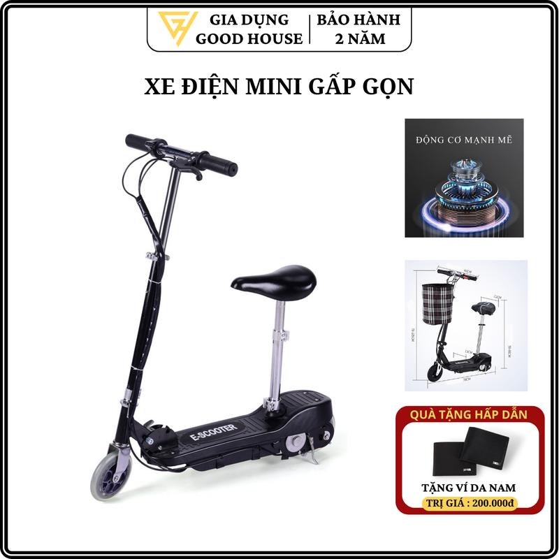 Xe điện gấp gọn Mini E-SCOOTER tặng giỏ đựng đồ treo tiện lợi ( Bảo hành 2 năm lỗi 1 đổi 1 trong 7 ngày ) Pin Nam