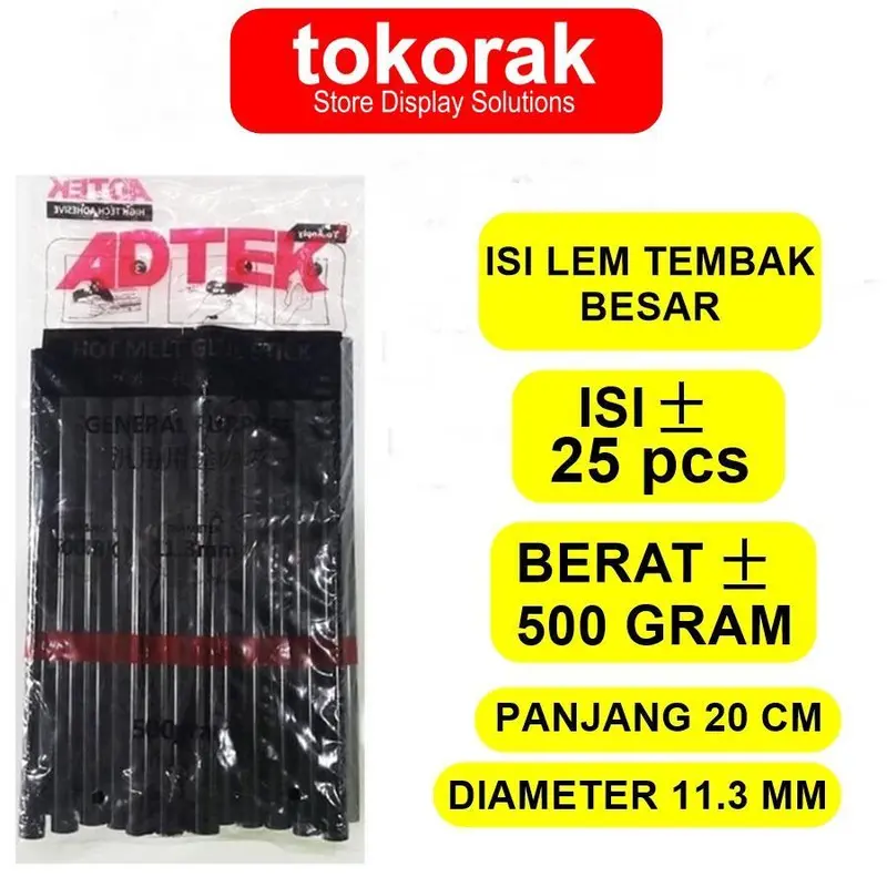 (COD) PROMO ADTEK - GLU STIK BESAR HITAM - ISI REFILL LEM TEMBAK BAKAR 11,3MM X 20CM HITAM - HOT MELT GLUE STICK BESAR HITAM 5