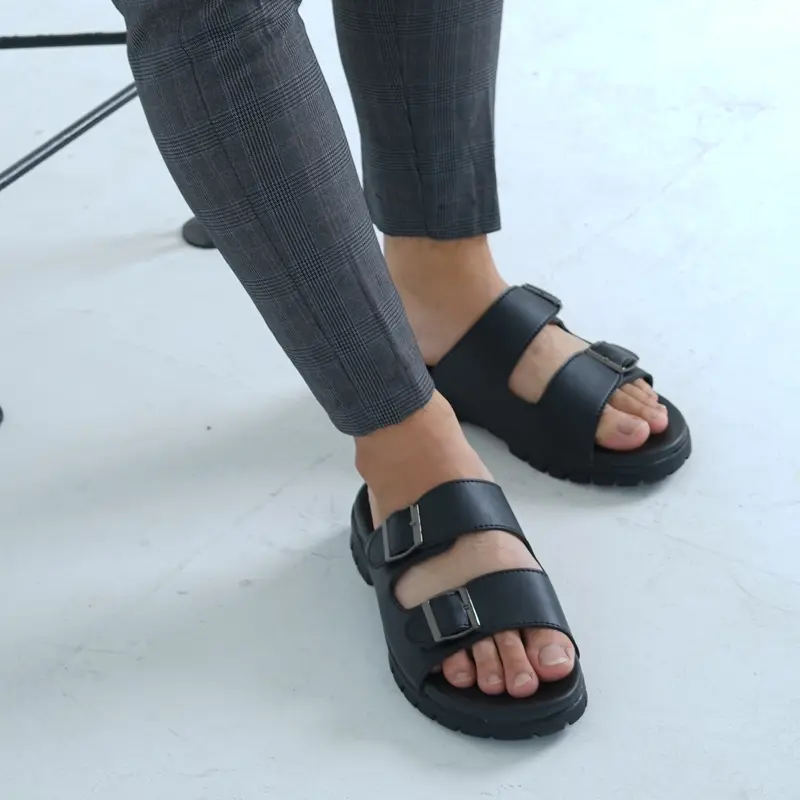 LODA - LD-01 Black Sandal Slide Kulit Pria Best Seller 5