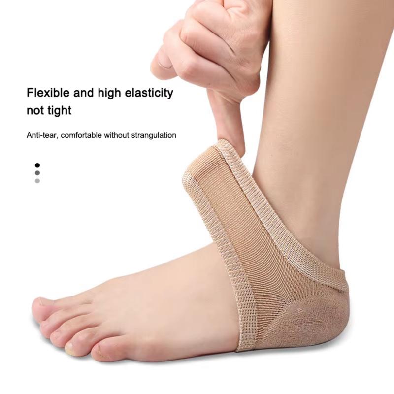Product Introduction of 2Pairs Silicone Gel Heel Protector Sleeve Pads Heel Cups Support Skin Cushion Half-Yard Socks for Foot Care and Warm 19