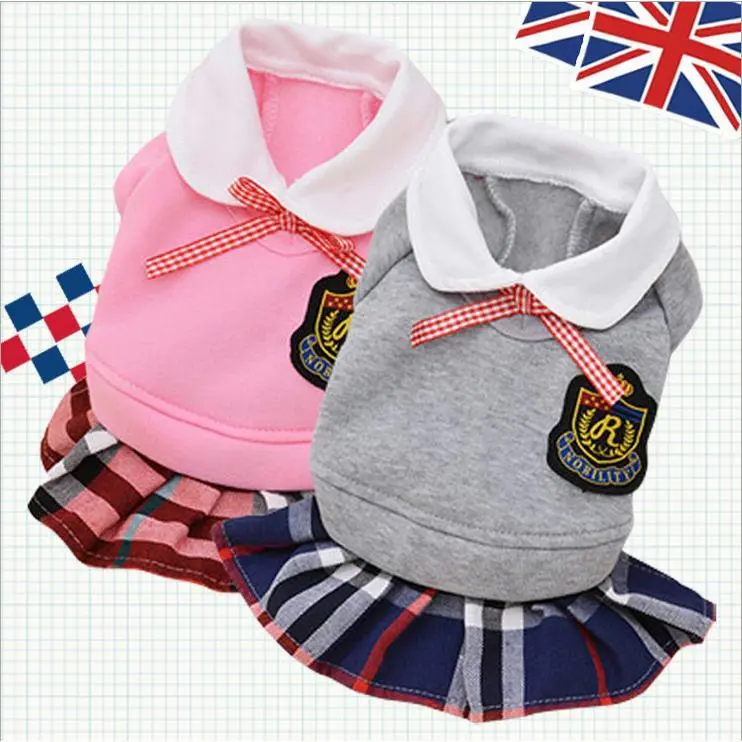 เสื้อผ้าสัตว์เลี้ยงวิทยาเขตใหม่ เสื้อผ้าสุนัขอังกฤษแฟชั่น ชุดนักเรียนตุ๊กตาสัตว์เลี้ยง ชุด  หมาไซบีเรียน