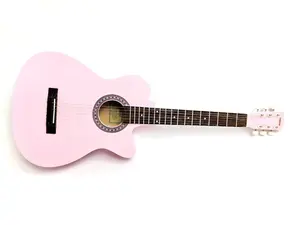 Gitar Akustik Pemula Warna Pink Model Coak Senar String Buat Belajar