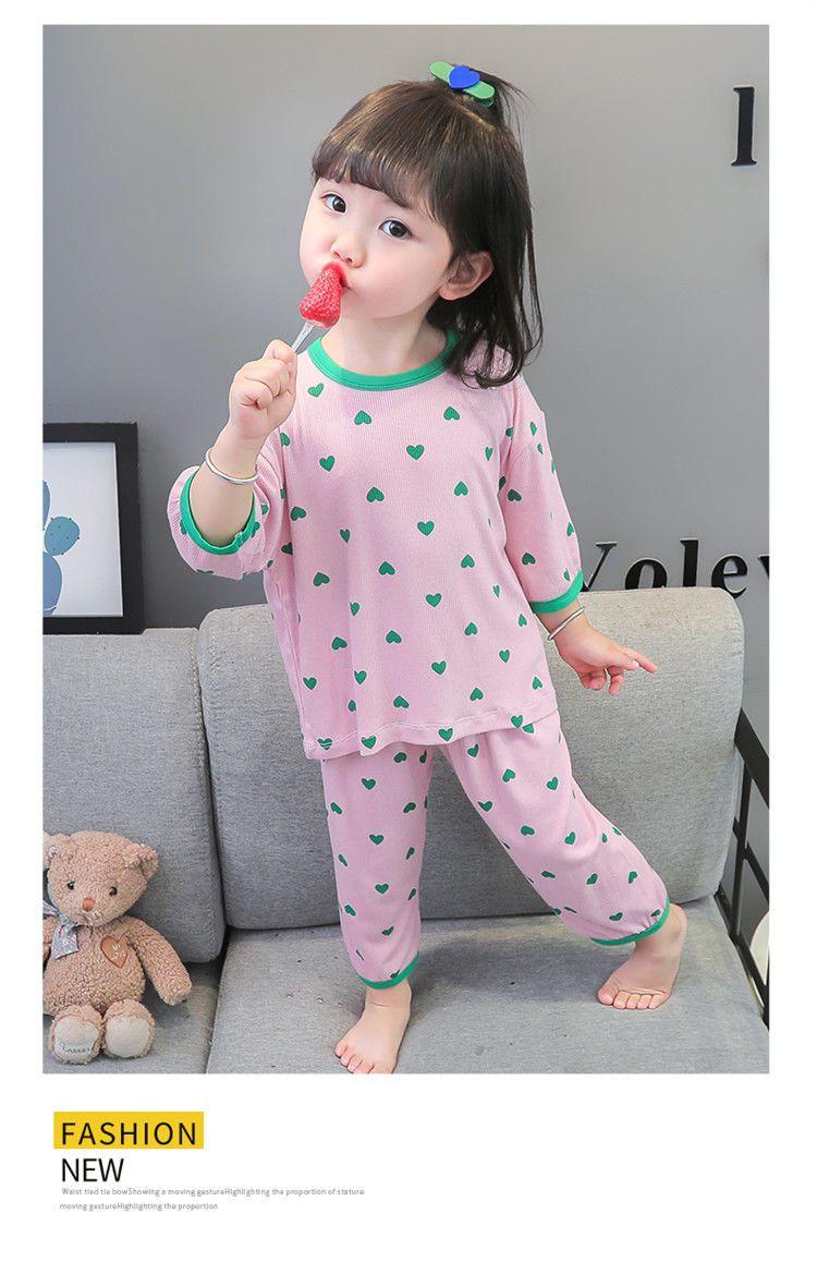 Product Introduction of 2025 Girls' Pajamas Summer Thin Baby Girls' Comfortable Breathable Ice Silk Home Wear Suit Children's Split Air Conditioning Clothes Sets 11