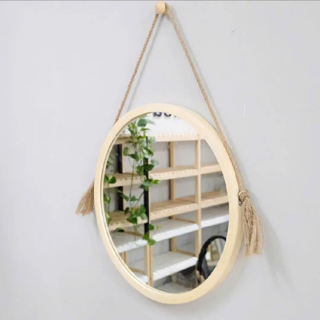 Gương Tròn Treo Tường Gỗ Sồi Cao Cấp Size 50cm | Gương Decor Phòng Ngủ, Quán Cà Phê