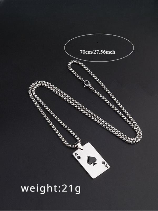 Unisex Street Style Poker Design Pendant Necklace, Trendy Novelty Charm Necklace, Chic All-match Vintage Jewelry As Gift for Women & Men, Valentine's Day, Gift 5