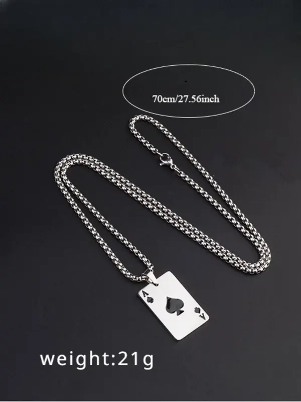 Unisex Street Style Poker Design Pendant Necklace, Trendy Novelty Charm Necklace, Chic All-match Vintage Jewelry As Gift for Women & Men, Valentine's Day, Gift 5