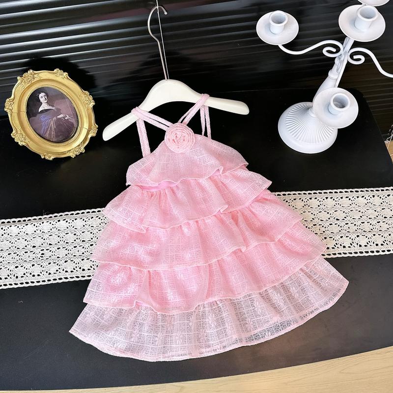 Kem House - Váy cổ yếm HOA HỒNG ren tiểu thư Cho Bé Gái 5-32kg