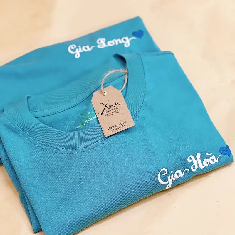 Áo phông thêu tên theo yêu cầu form rộng 100% cotton 0