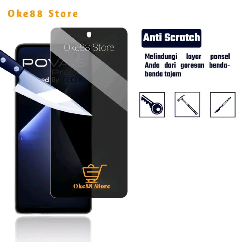 Tempered Glass Anti Spy Tecno Pova 5 5 Pro 5G 4 4 Pro Neo 3 Neo 2 Neo Tecno Camon 19 Pro 20 20 Pro 20 Pro 5G 20 Premier 5G Pelindung Layar Anti Intip Privacy Anti Gores Full Layar Handphone Metal 5