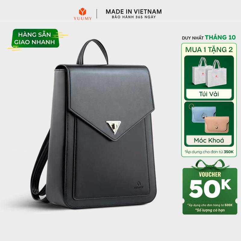 Balo Yuumy (Thời trang nữ nắp gập dáng hộp cỡ lớn - Balo da Smooth YBA98)