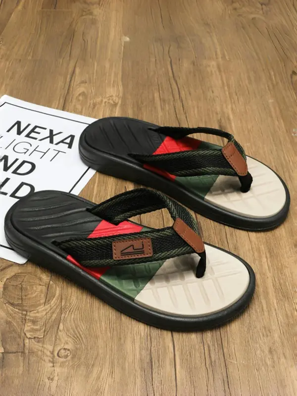 Unisex Trendy Color-block Flip-flops, Casual Comfortable Non-slip Slides for Beach & Casual Outings, Fashionable Slippers for Indoor & Outdoor Wear 7