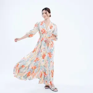 Diyorywear | Naomi Dress | Dress Wanita Casual Karet Kancing Busui Dress Nyaman Panjang Rayon twil