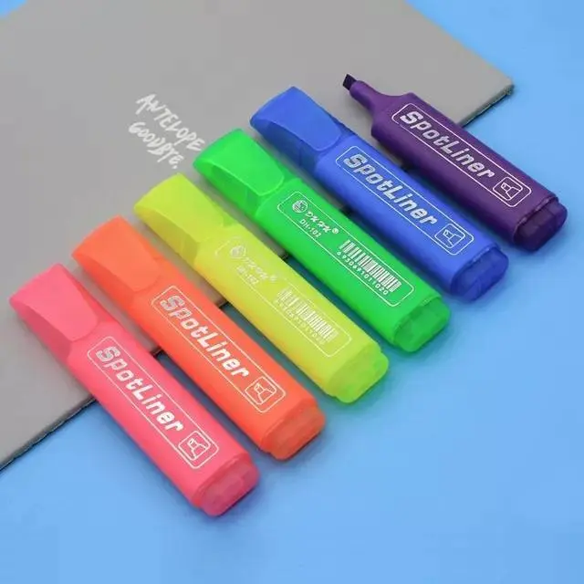 ปากกาไฮไลท์ ปากกาเน้นข้อความ สีพาสเทล 6 สี แห้งเร็ว เครื่องเขียน  ปากกาเตือนความจำ ไฮไลท์ ปากกาสี