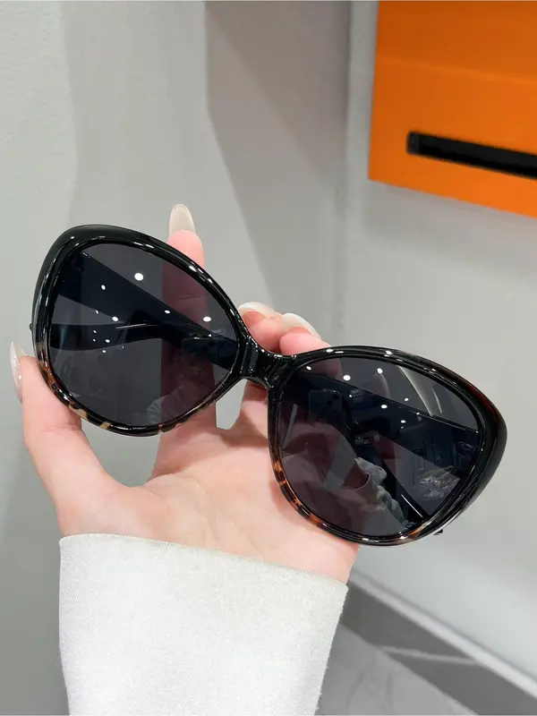 Unisex Simple Style Plain Color Sunglasses, Trendy Casual Cat Eye Frame Sunglasses for Everyday Use, Fashion Accessories for Outdoor Activities 3