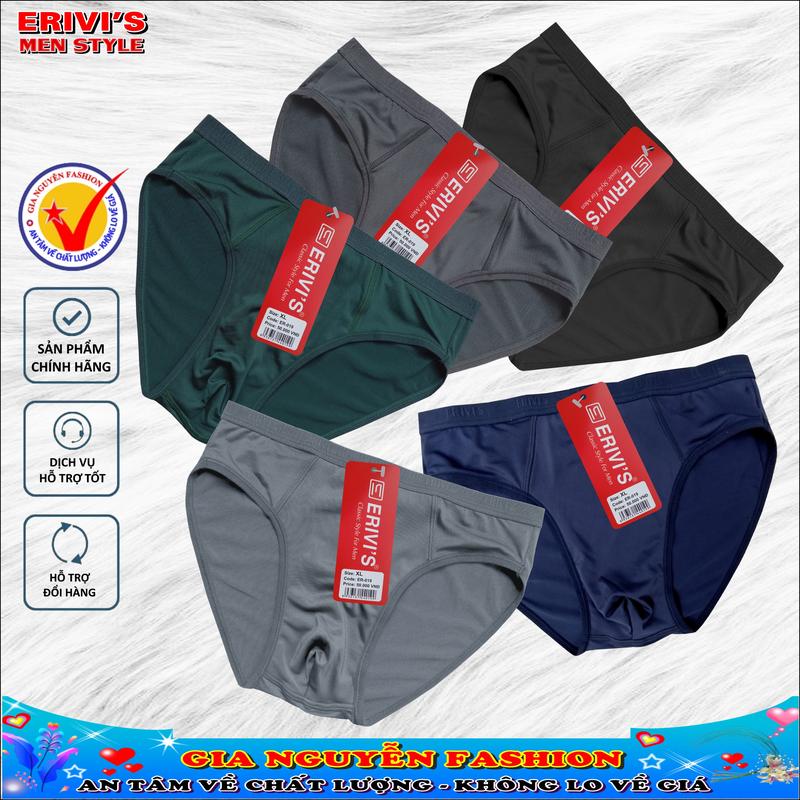 1 chiếc quần lót nam Erivis, lưng nhỏ, chữ nổi, chất liệu thun lạnh bốn chiều. Hàng VN chất lượng cao