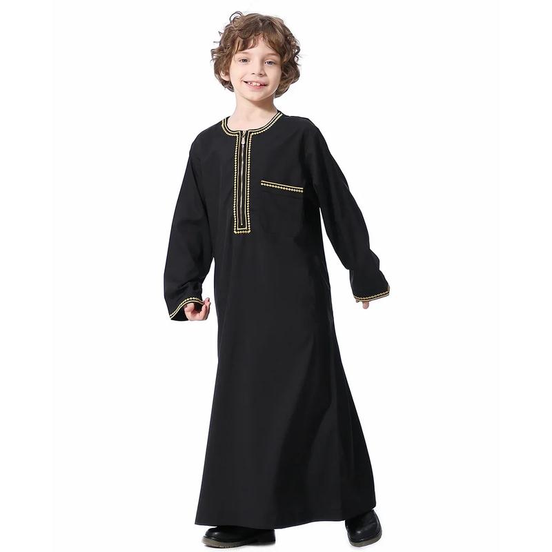 Product Introduction of Dubai Embroidery Patchwork Hijab Abayas Ramadan Muslim Clothing Boys Abaya Jilbab Khimar Turkey Kaftan Moroccan Islam Long Robe 16