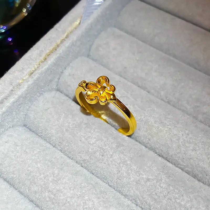 Zirconium inlaid diamond iris flower wide open ring, vintage vintage ring, vintage light luxury temperament bracelet
