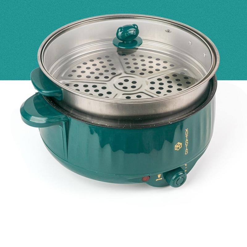 (Loại 1) Nồi Lẩu Điện Đa Năng 28cm - Nồi Điện Nấu Ăn Tặng kèm vỉ hấp inoxx